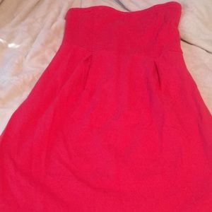 strapless pinky coral dress